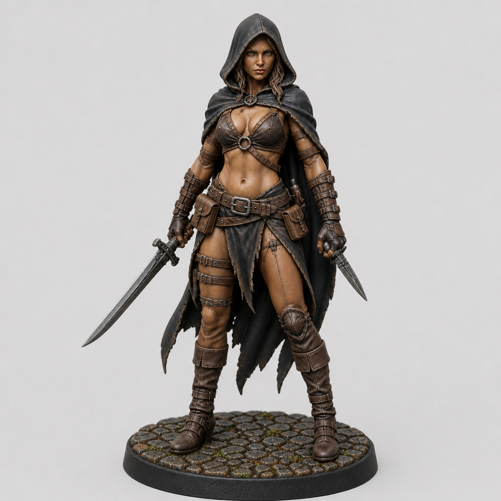 Wren Ashvale - Human Female Rogue painted presentation; supplied unpainted.