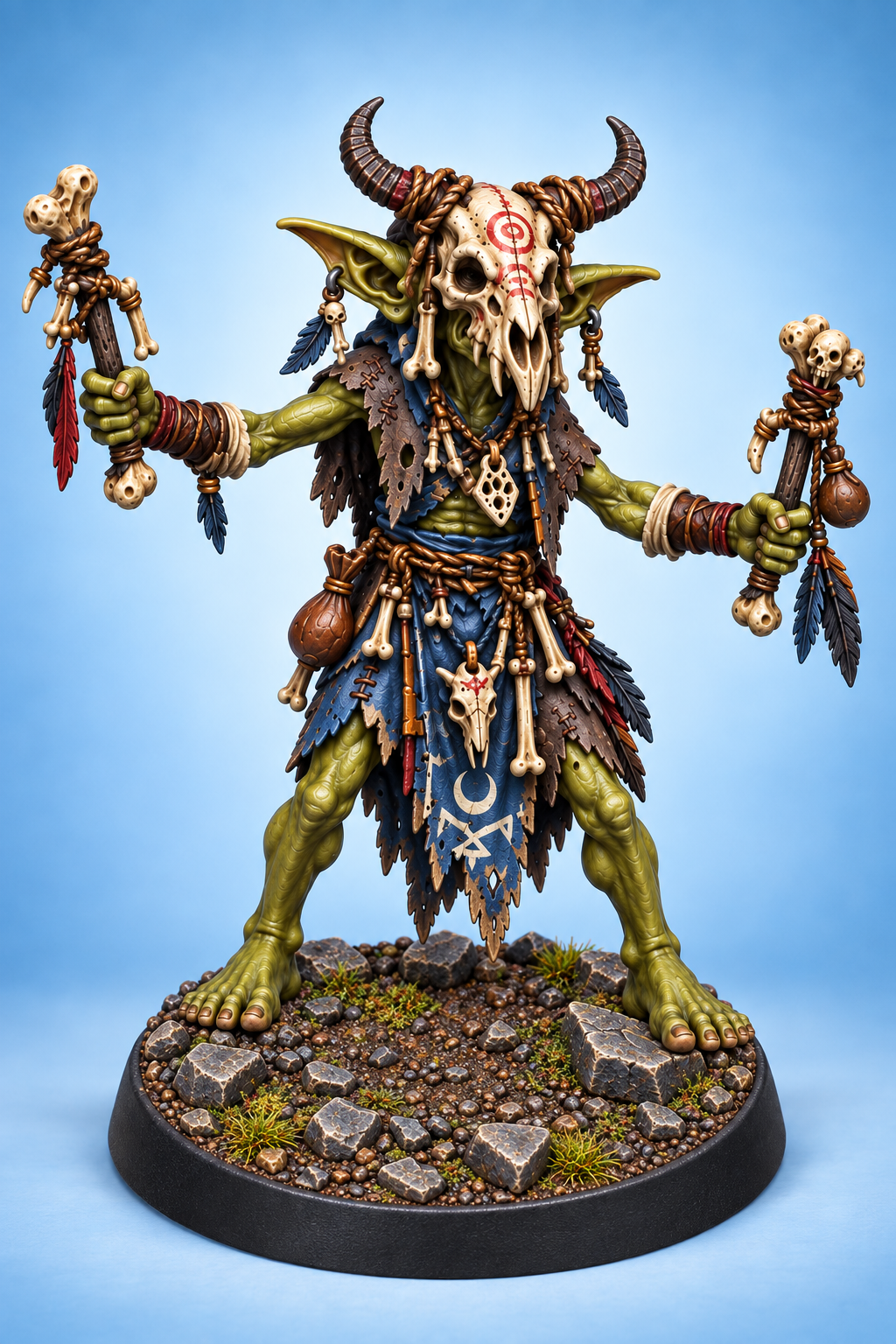 Goblin Shaman 2 painted presentation; supplied unpainted.
