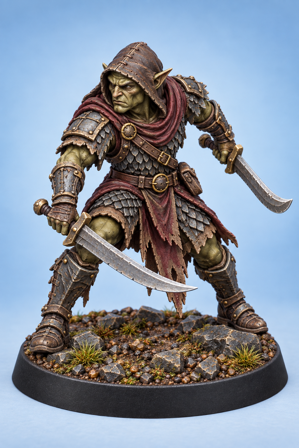 Hobgoblin with 2 weapons painted presentation; supplied unpainted.