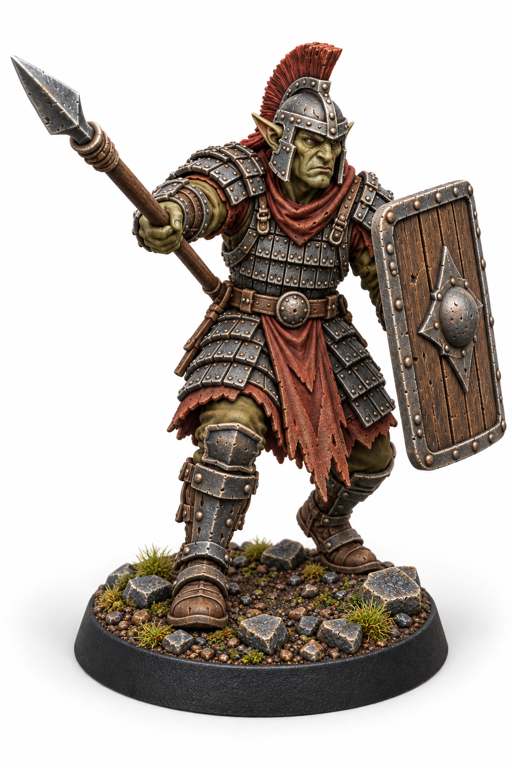Hobgoblin with Spear and Shield painted presentation; supplied unpainted.
