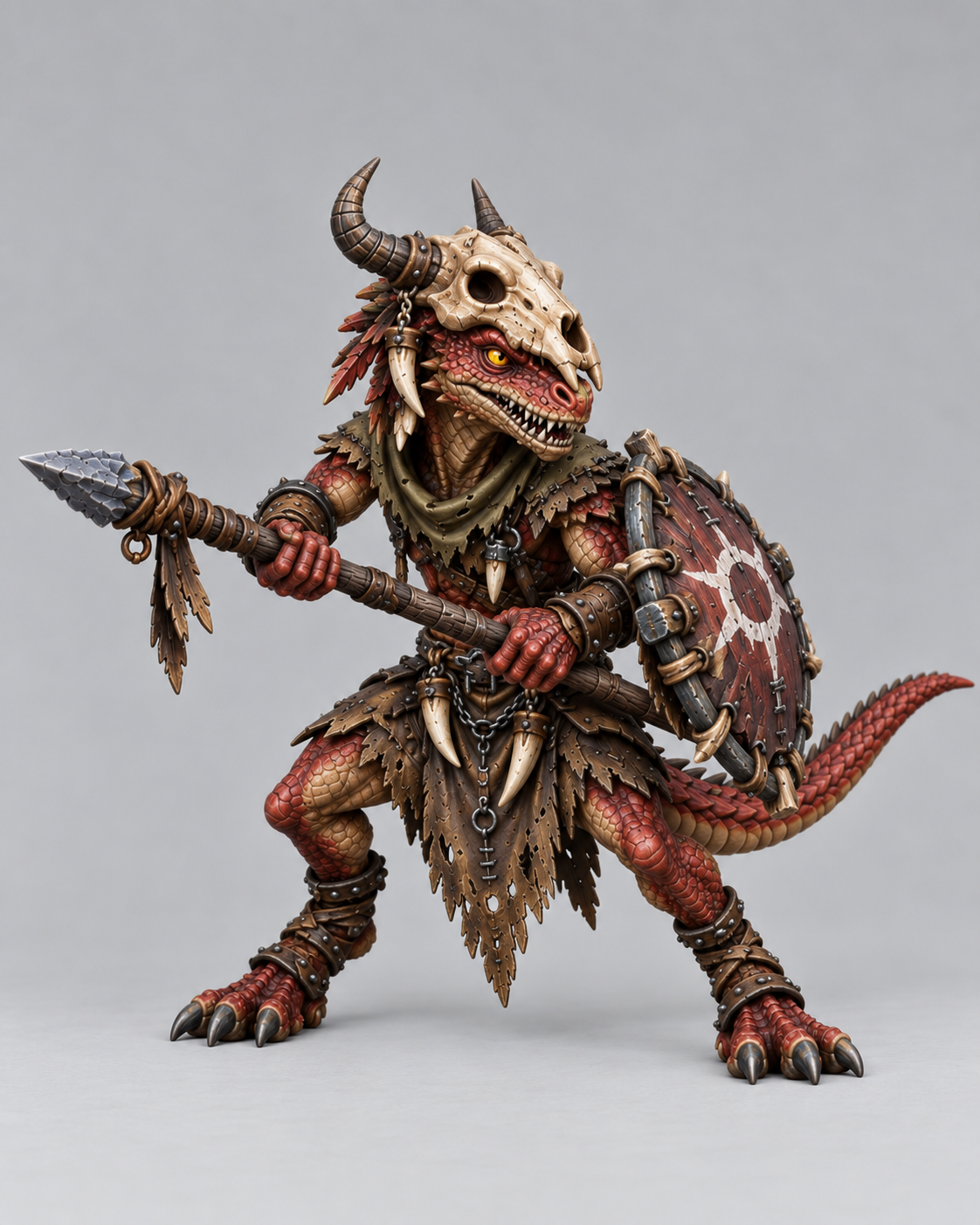 Kobold Spearman Bone Helmet painted presentation; supplied unpainted.