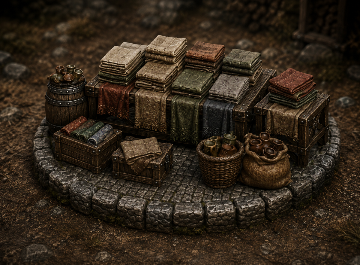 Clothes market stall, alternate view