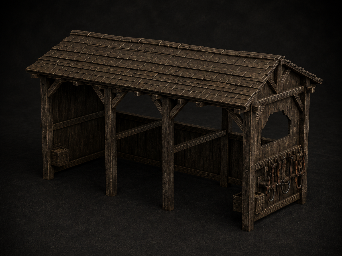Horse stable terrain, unpainted resin, 32mm scale