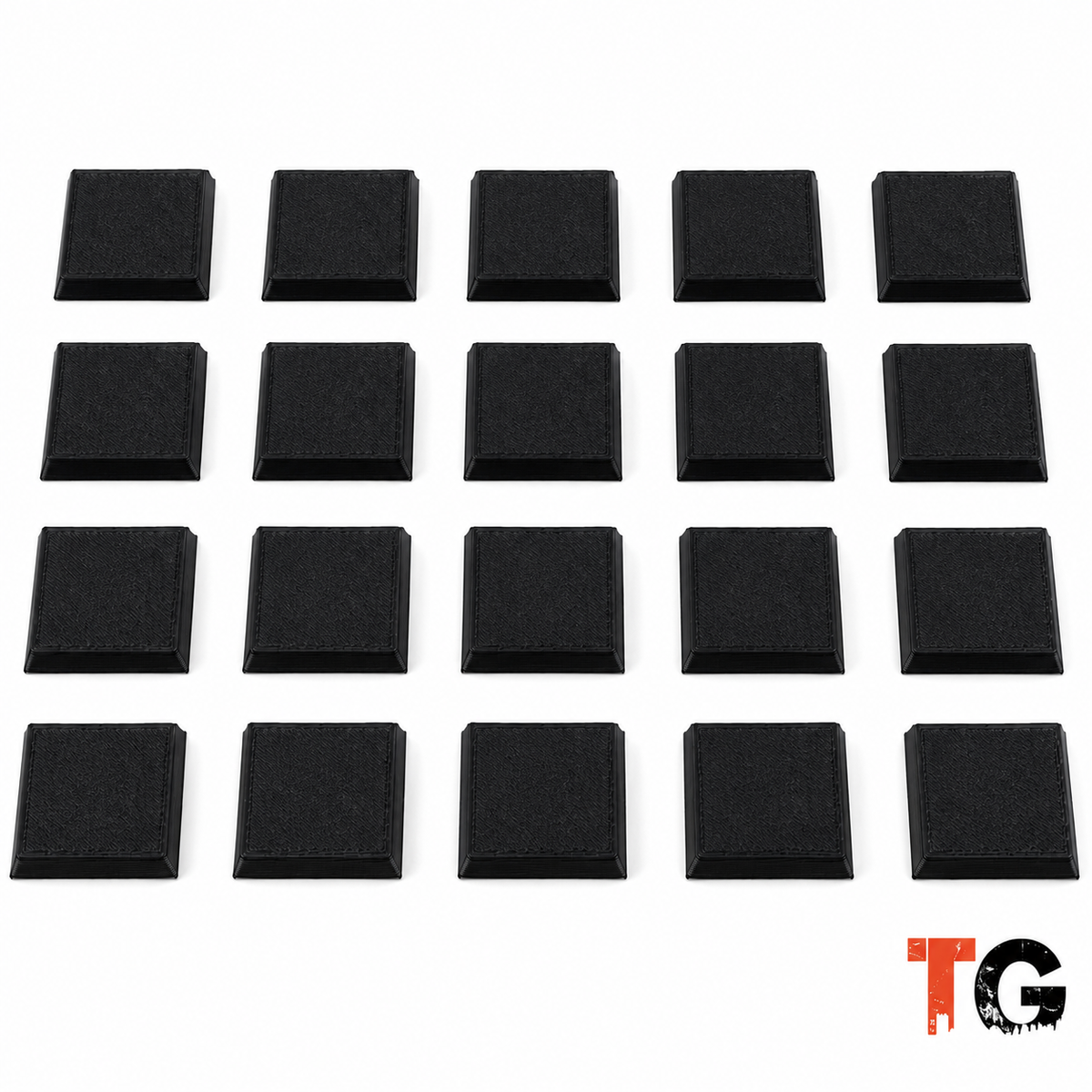 20 pack of 20mm beveled square bases for tabletop miniatures