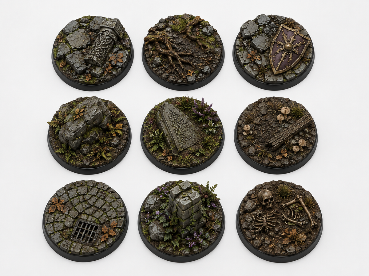 Fantasy ruins bases, detail view