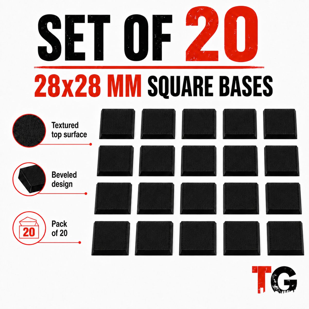 28mm Beveled Square Bases