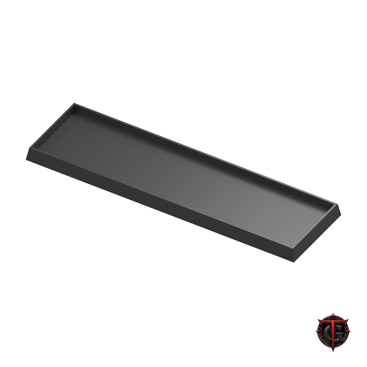 Black 30mm square-base movement tray in a 4x1 formation, 120x30mm nominal footprint.