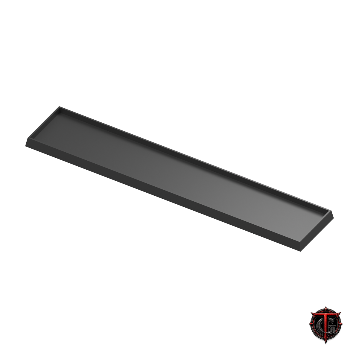 Black 30mm square-base movement tray in a 6x1 formation, 180x30mm nominal footprint.