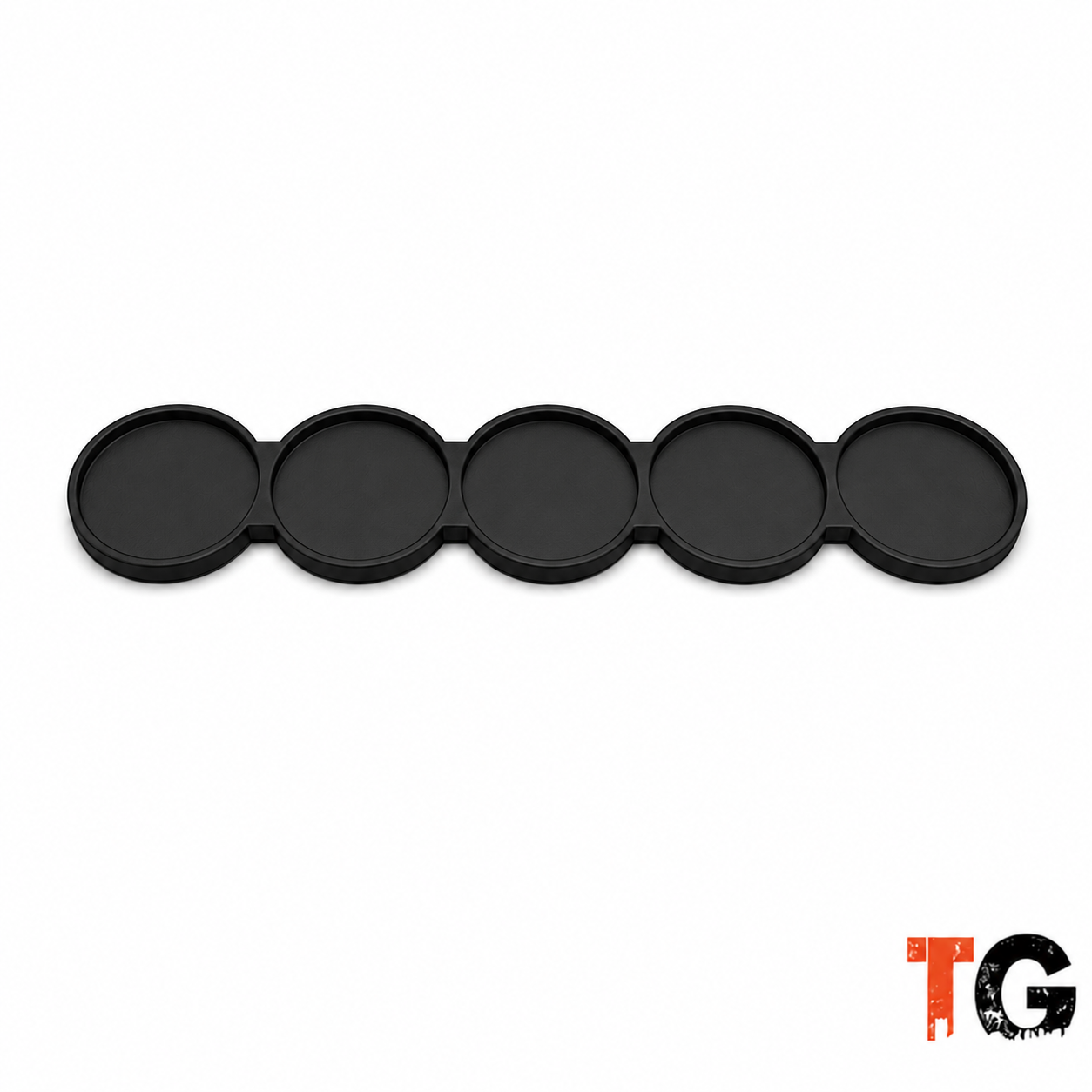 32mm movement tray with 5 slots for 32mm round bases in a single straight row, matte black