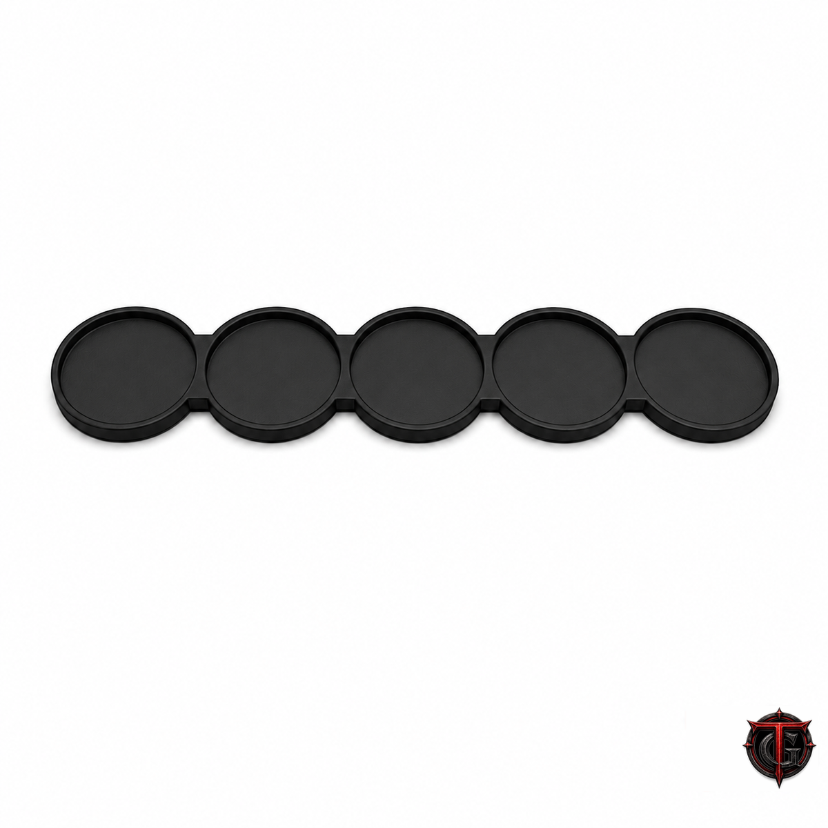 32mm movement tray with 5 slots for 32mm round bases in a single straight row, matte black
