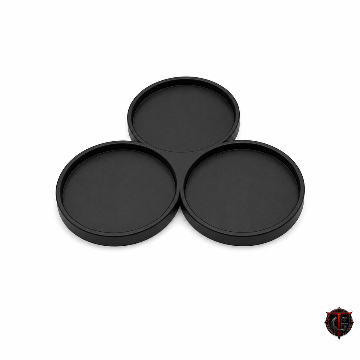 32mm movement tray with 3 slots for 32mm round bases in a triangle formation, matte black