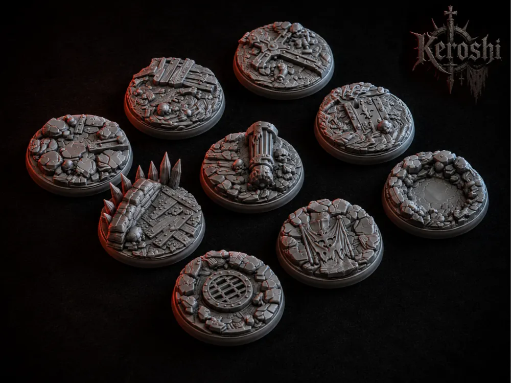 Scenic 32mm grimdark bases, unpainted resin