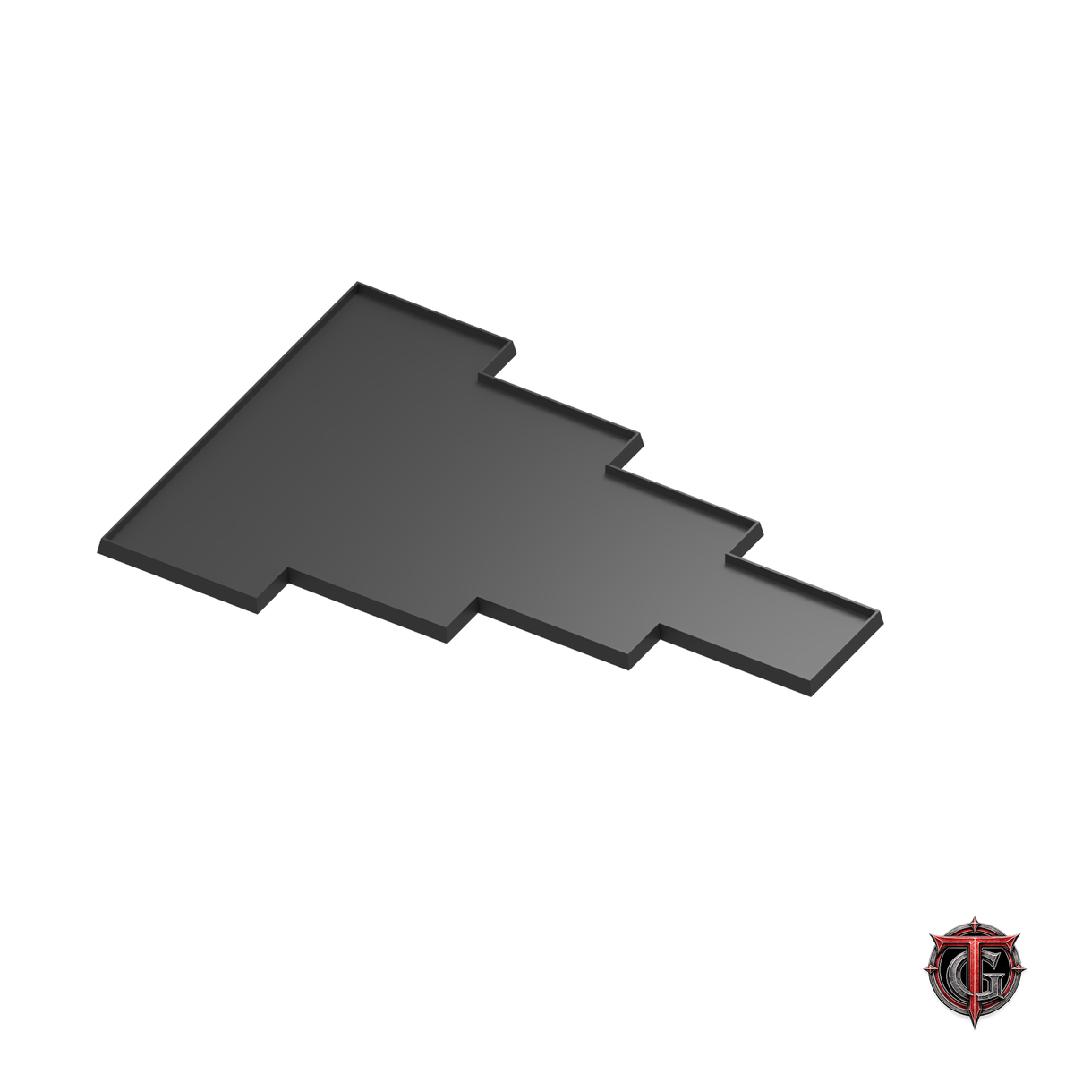 Black 4-rank lance formation tray for 10 models on 40 × 60 mm bases, with Terrain Genesis logo.