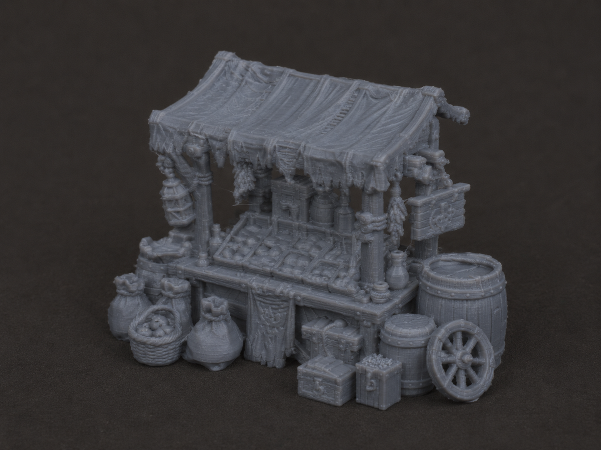 Town market stall, detail view