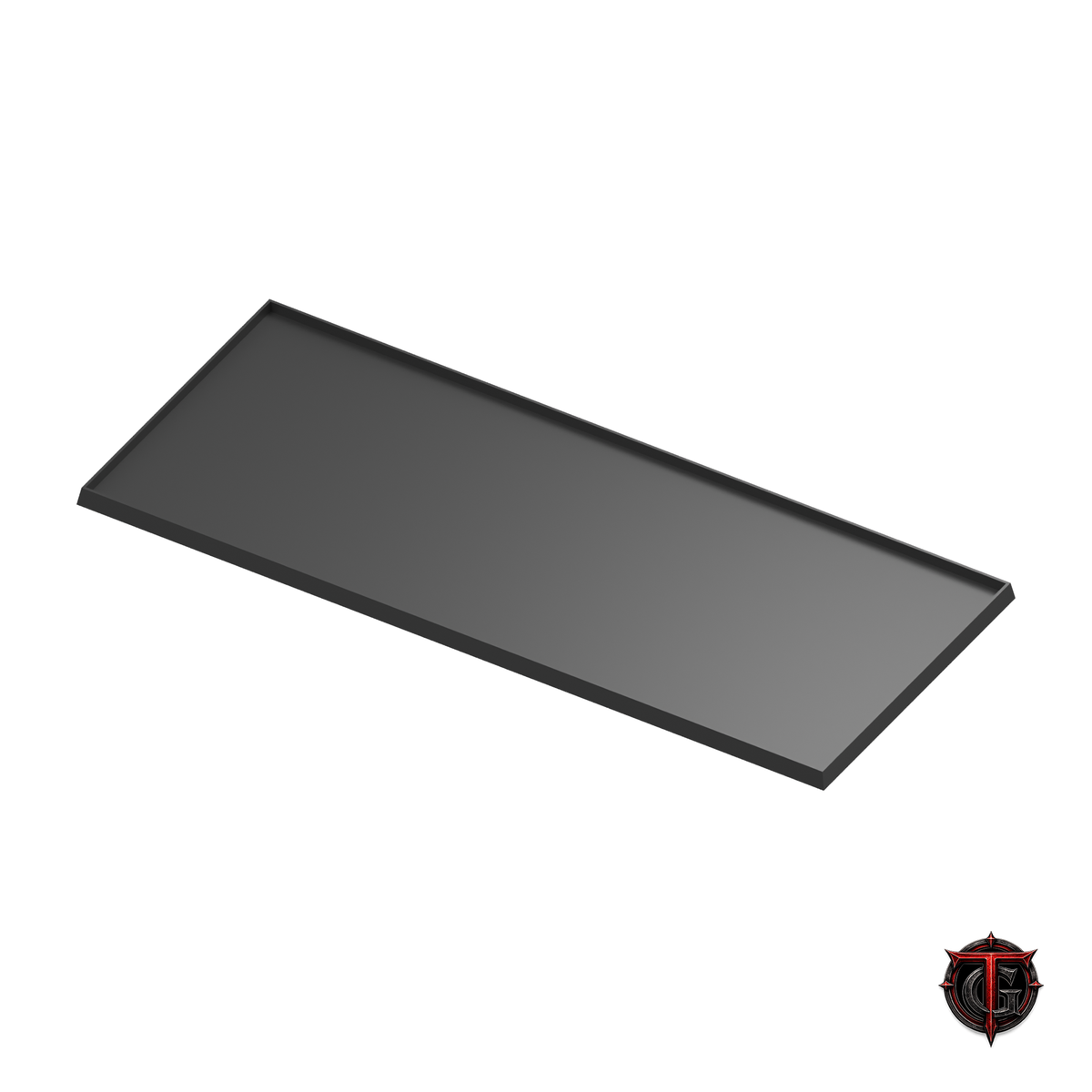 Black 50mm square-base movement tray in a 5x2 formation, 250x100mm nominal footprint.