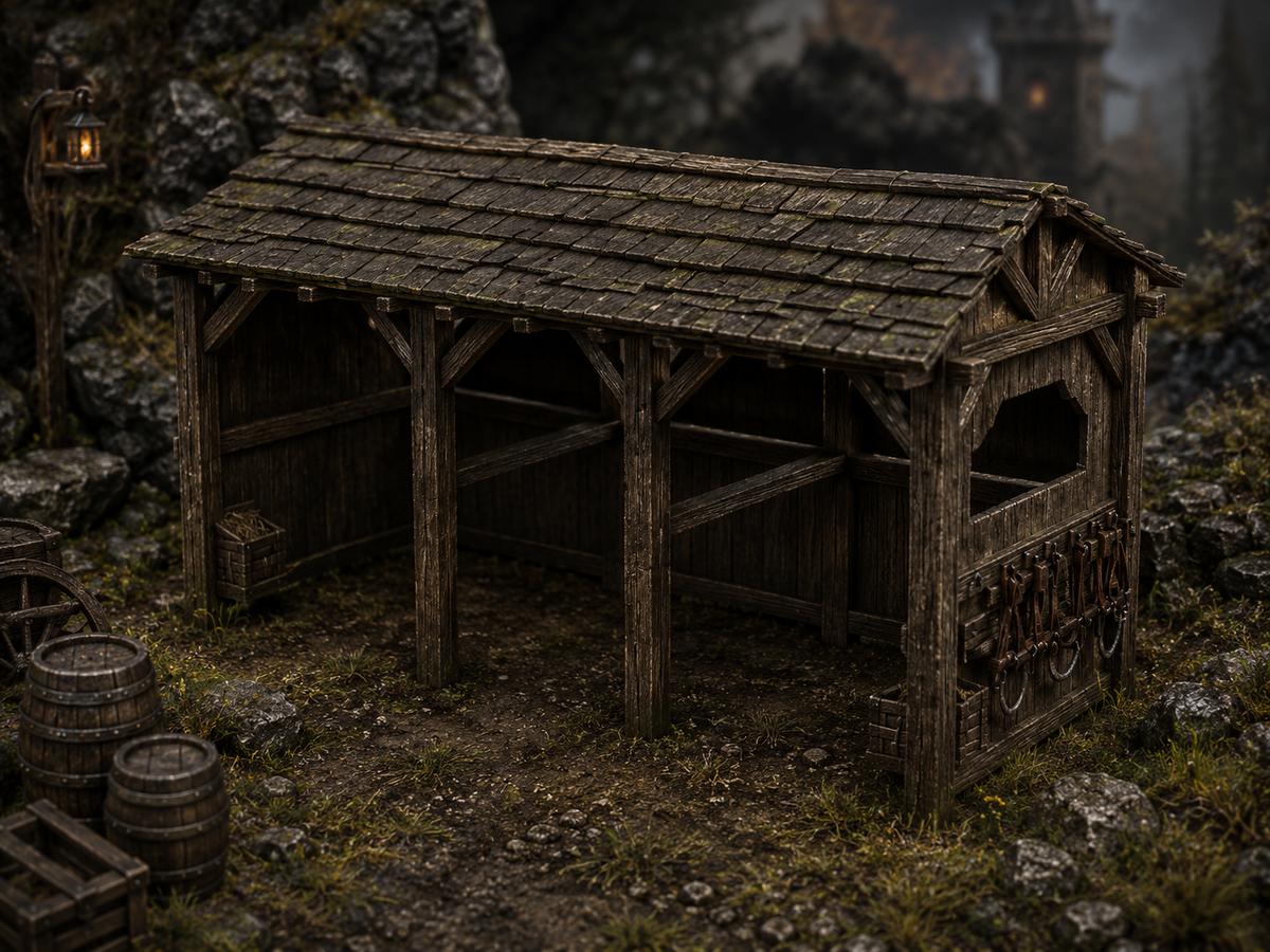 Horse stable terrain, side view