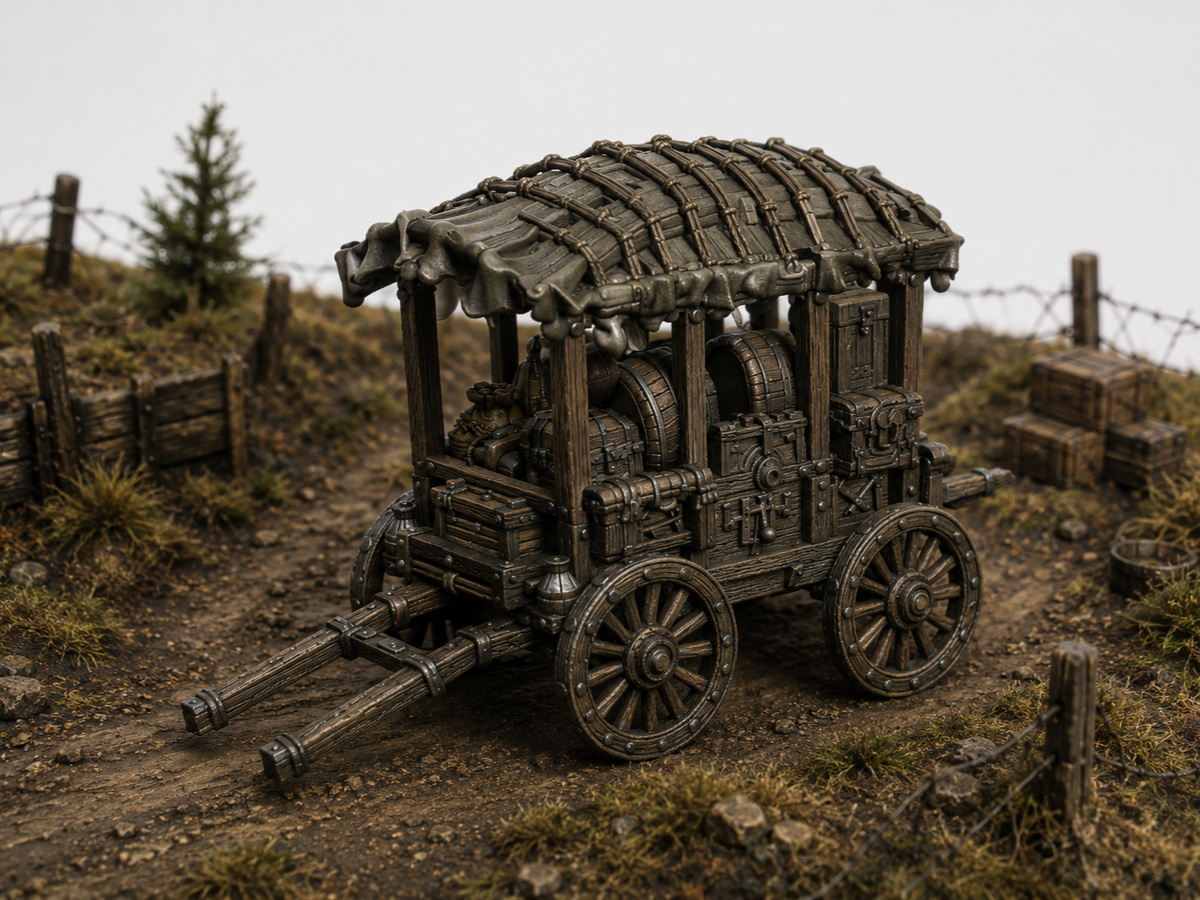 Merchant cart terrain, 32mm, unpainted resin