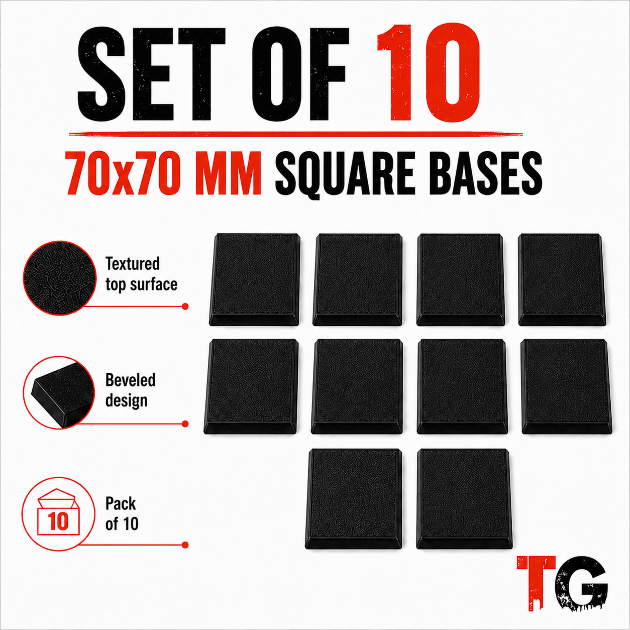 70mm Beveled Square Bases