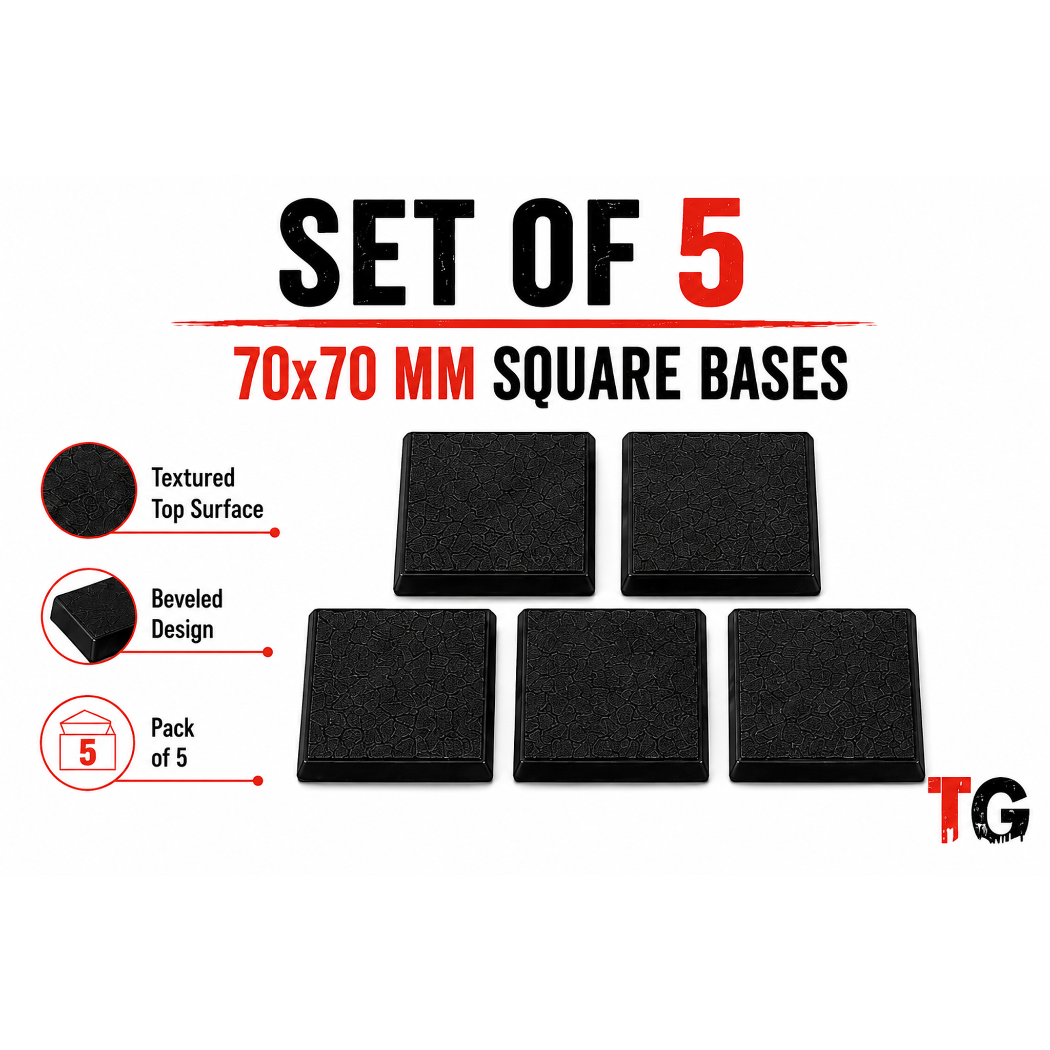 70mm Beveled Square Bases