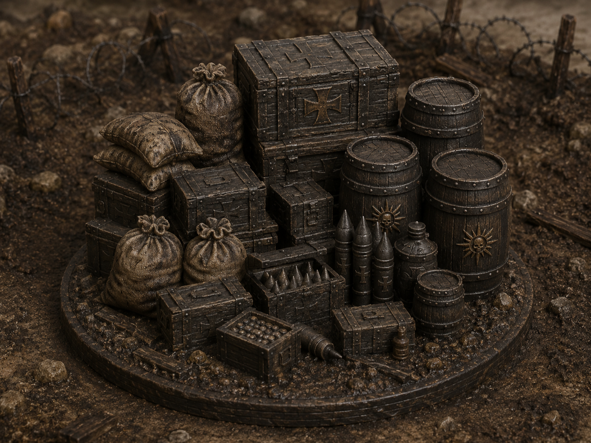 Ammo stash terrain, 32mm, unpainted resin