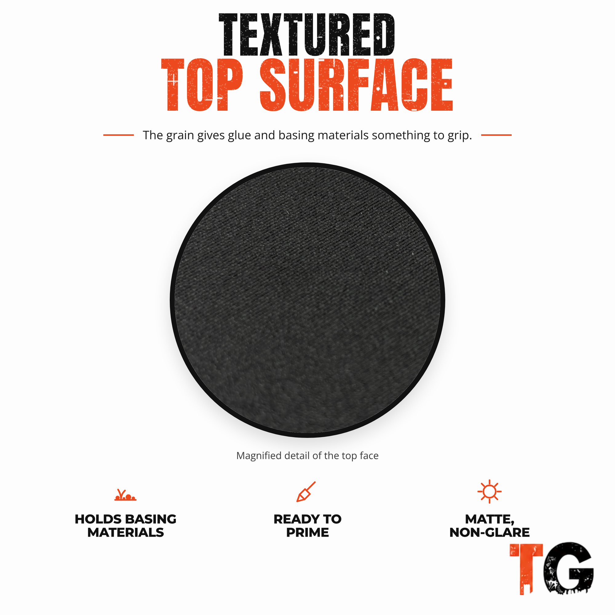 Close-up of the textured top surface on a Terrain Genesis base, ready for glue, sand and flock