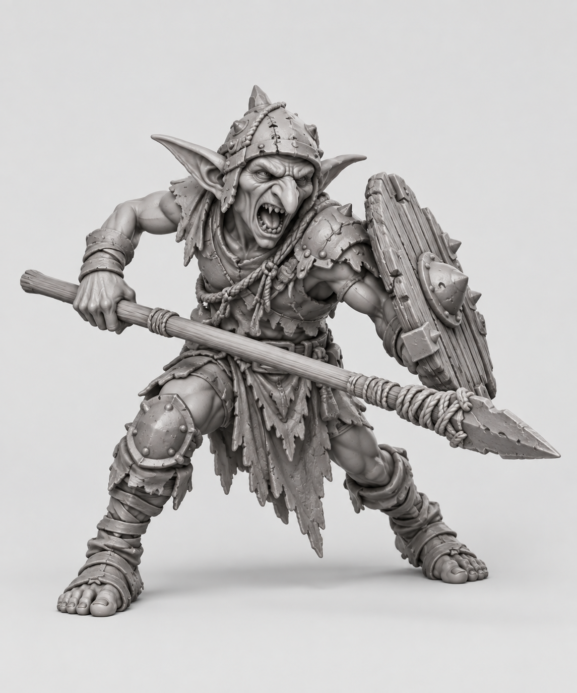 Original approved gray Goblin Spearman 1 sculpt reference.