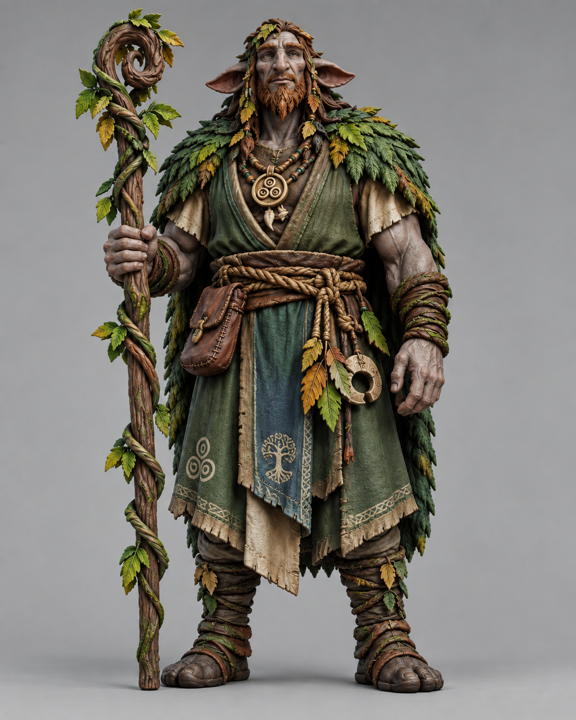 Painted firbolg druid miniature, front view