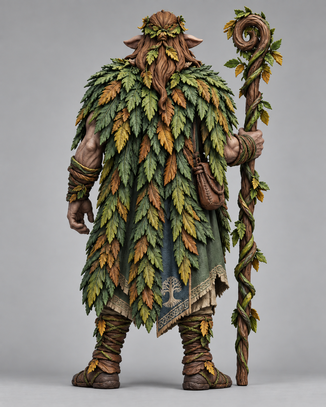 Painted firbolg druid miniature, rear view