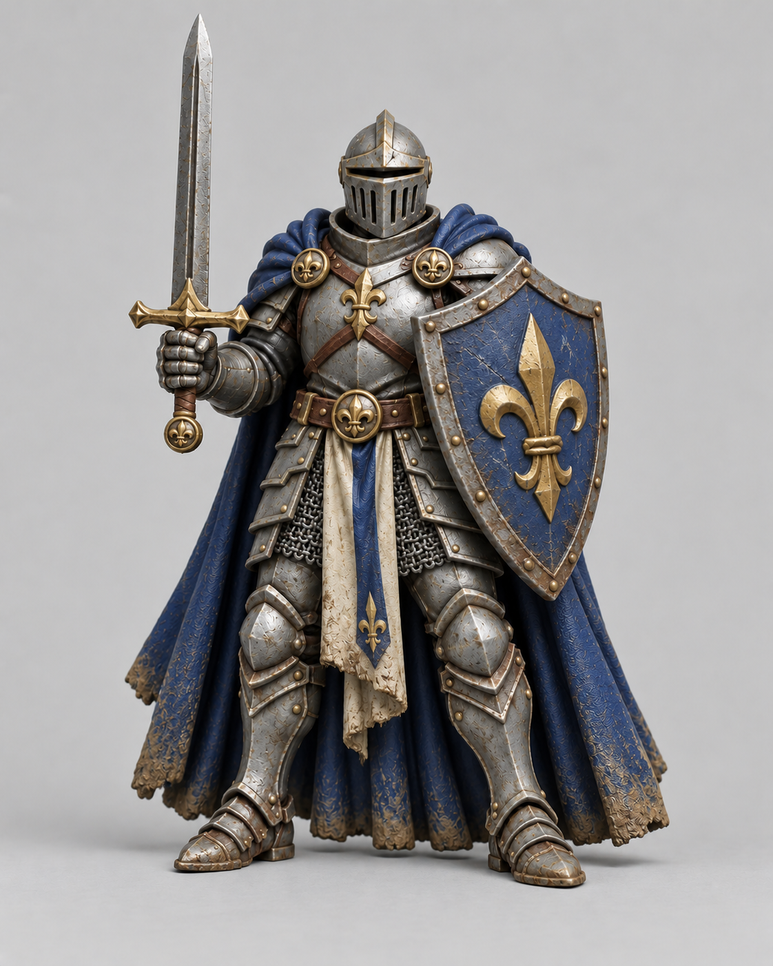 Painted human knight miniature, front view