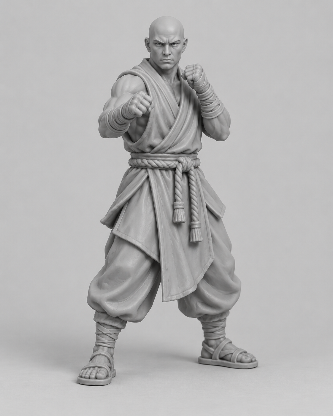 Unpainted human monk miniature, front view