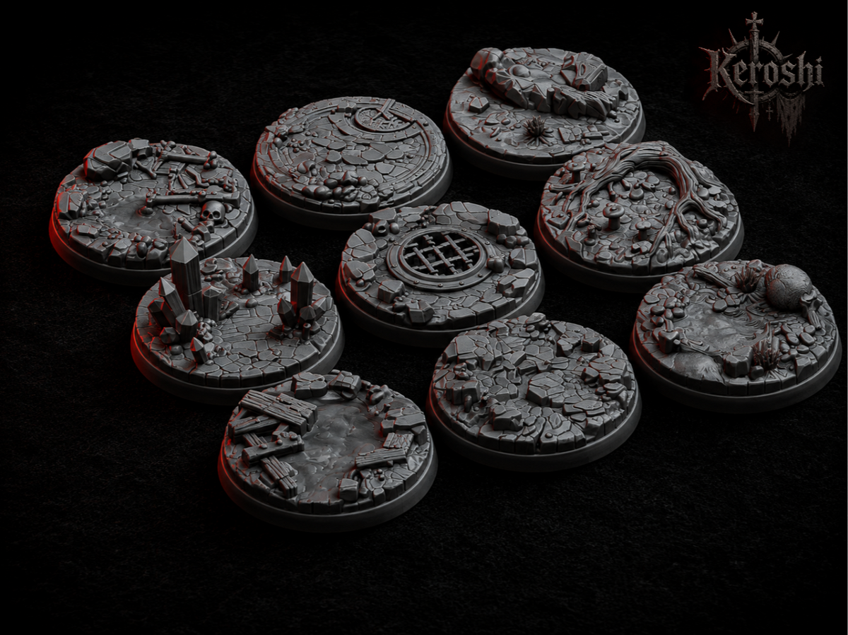 Fantasy bases pack, 32mm, unpainted resin