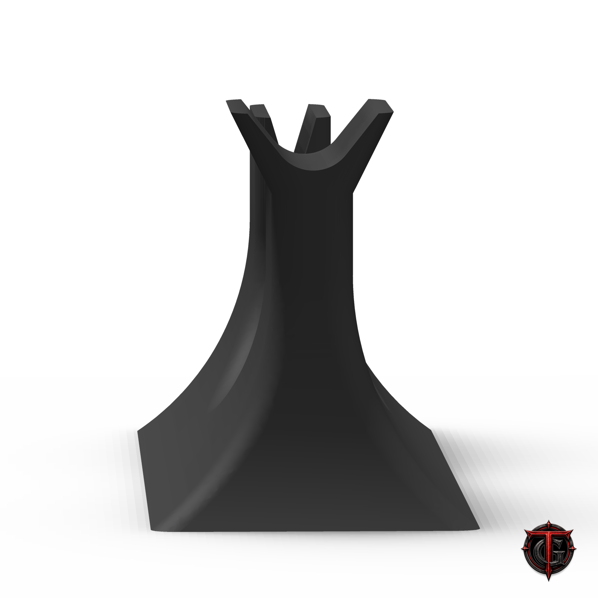 End-on view of the single knife display holder with both cradles aligned
