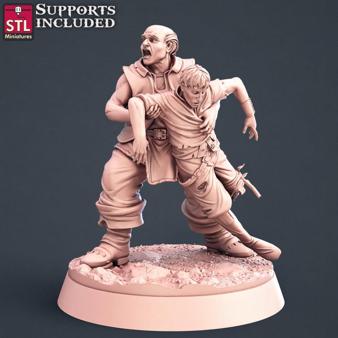 Injured villager miniatures C and D