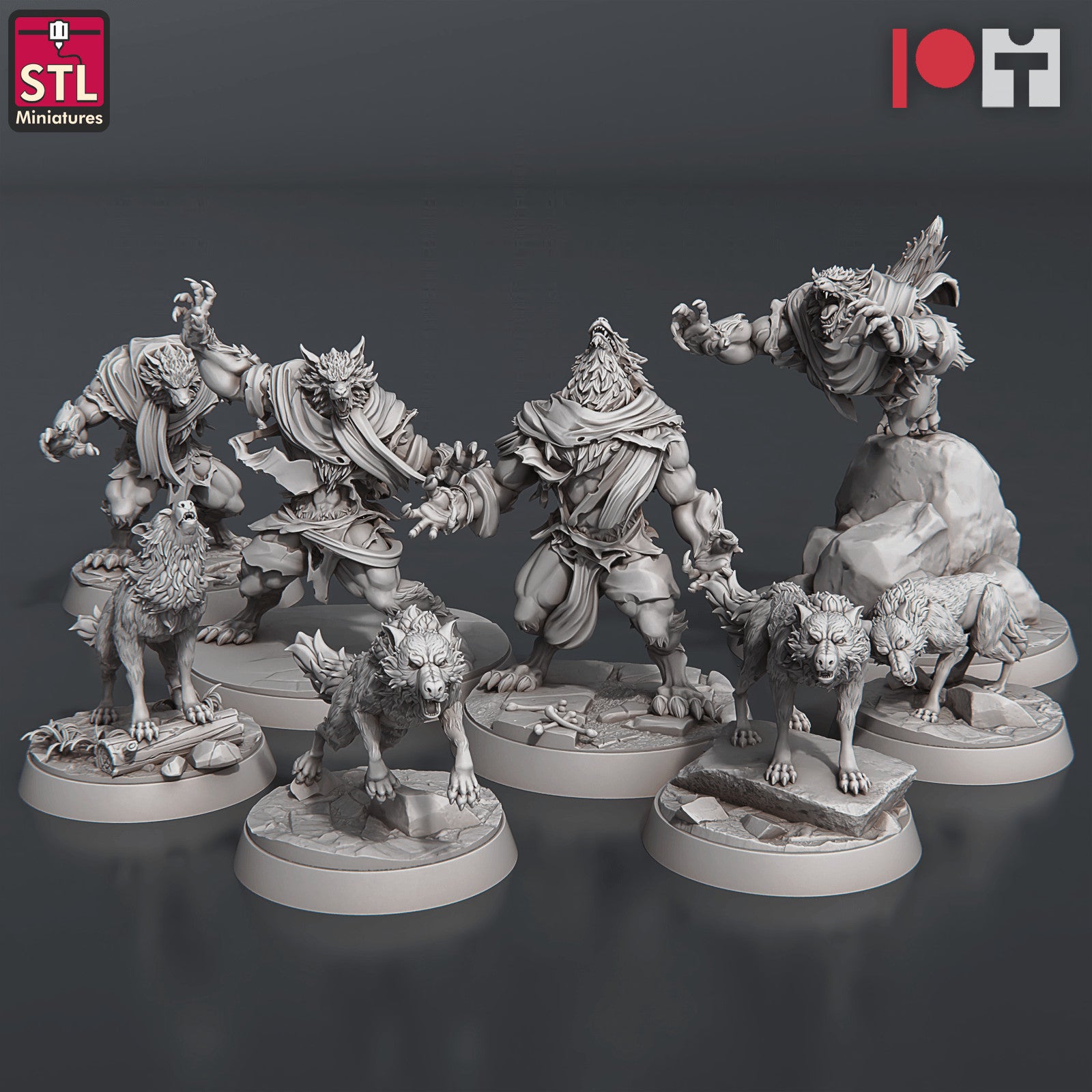 Wolves and Werewolves 3D printed 28mm miniatures