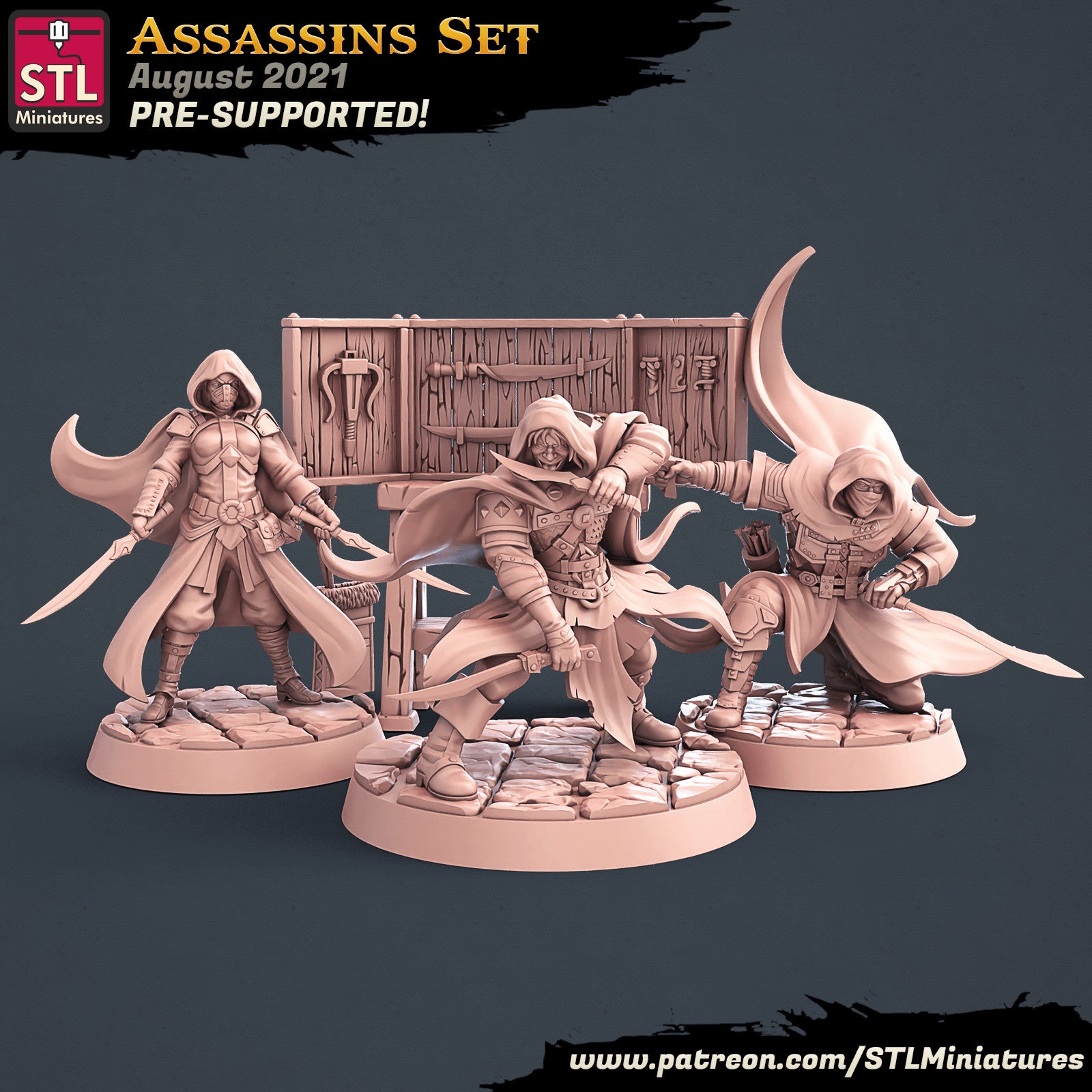 Assassins Set 3D printed 28mm miniatures