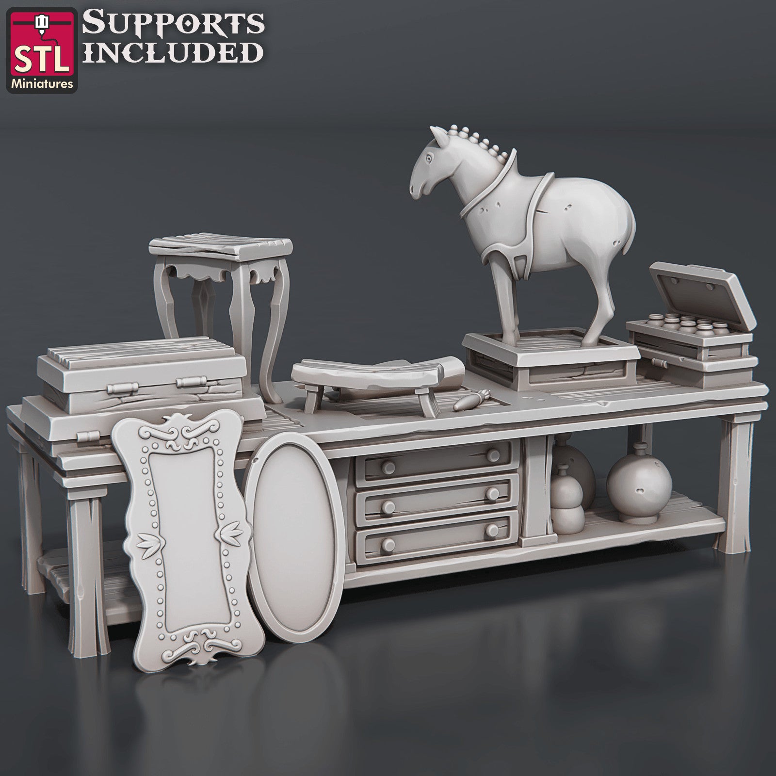 Antique shop counter 28mm scenery