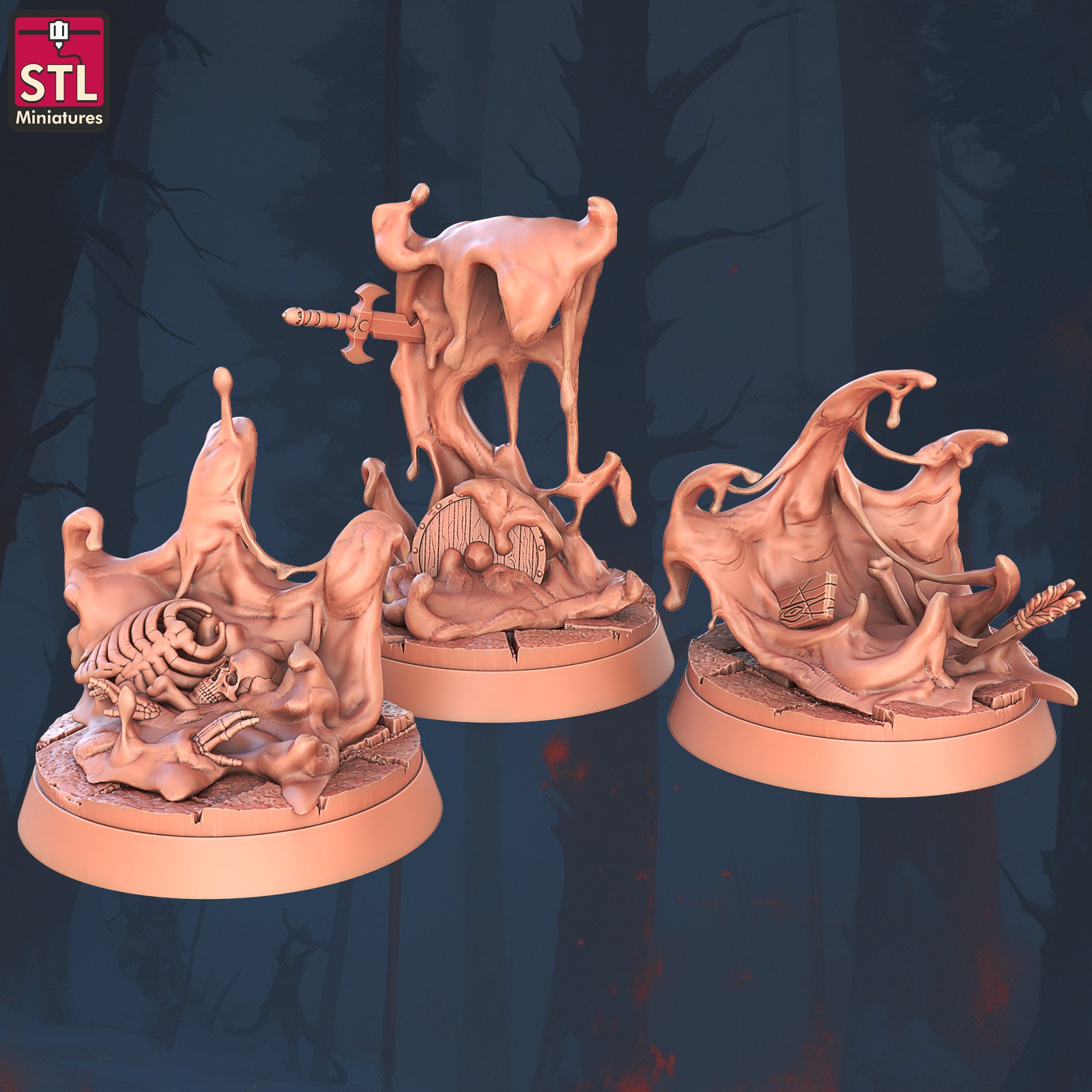 Slimes Set 3D printed 28mm miniatures