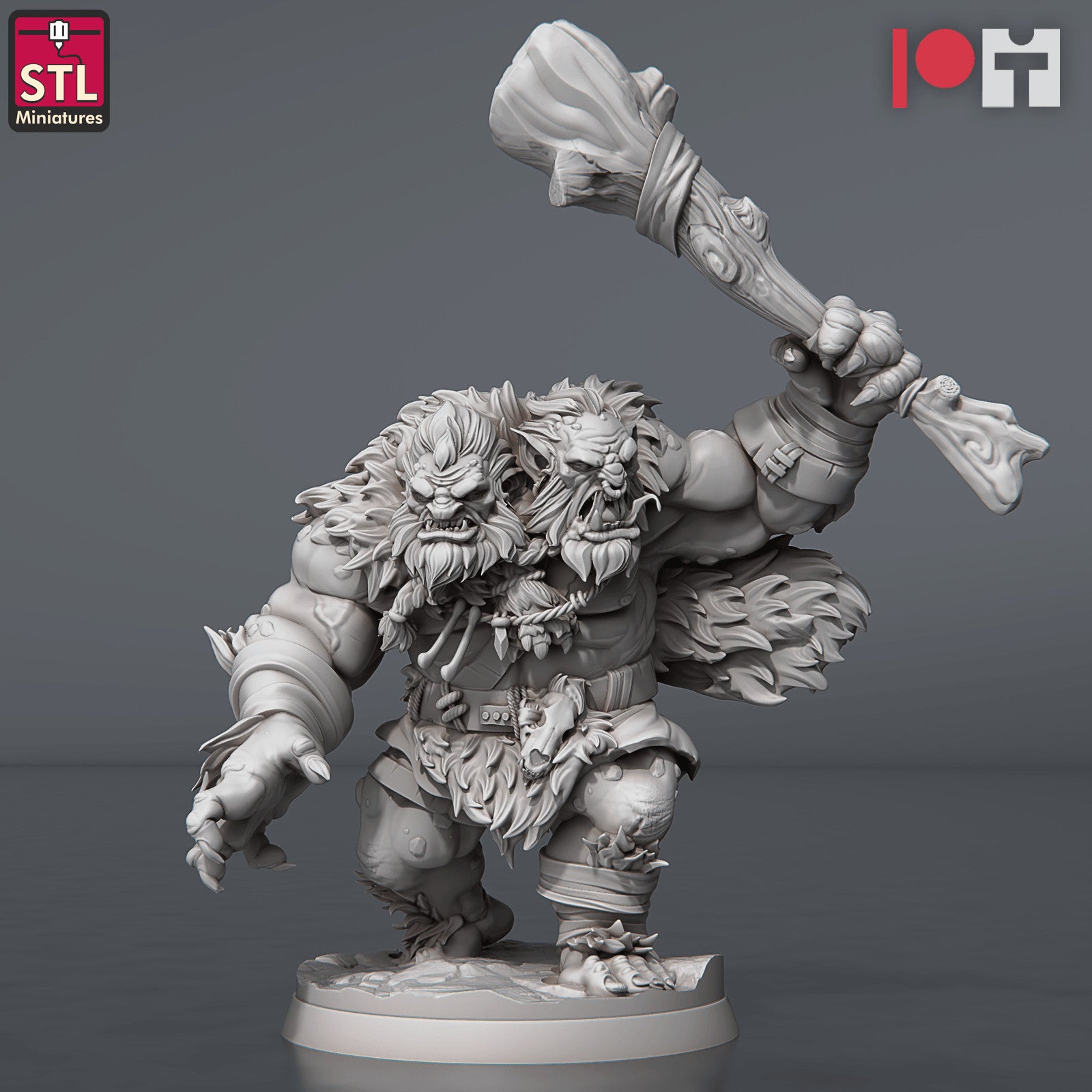 Two headed show troll miniature A