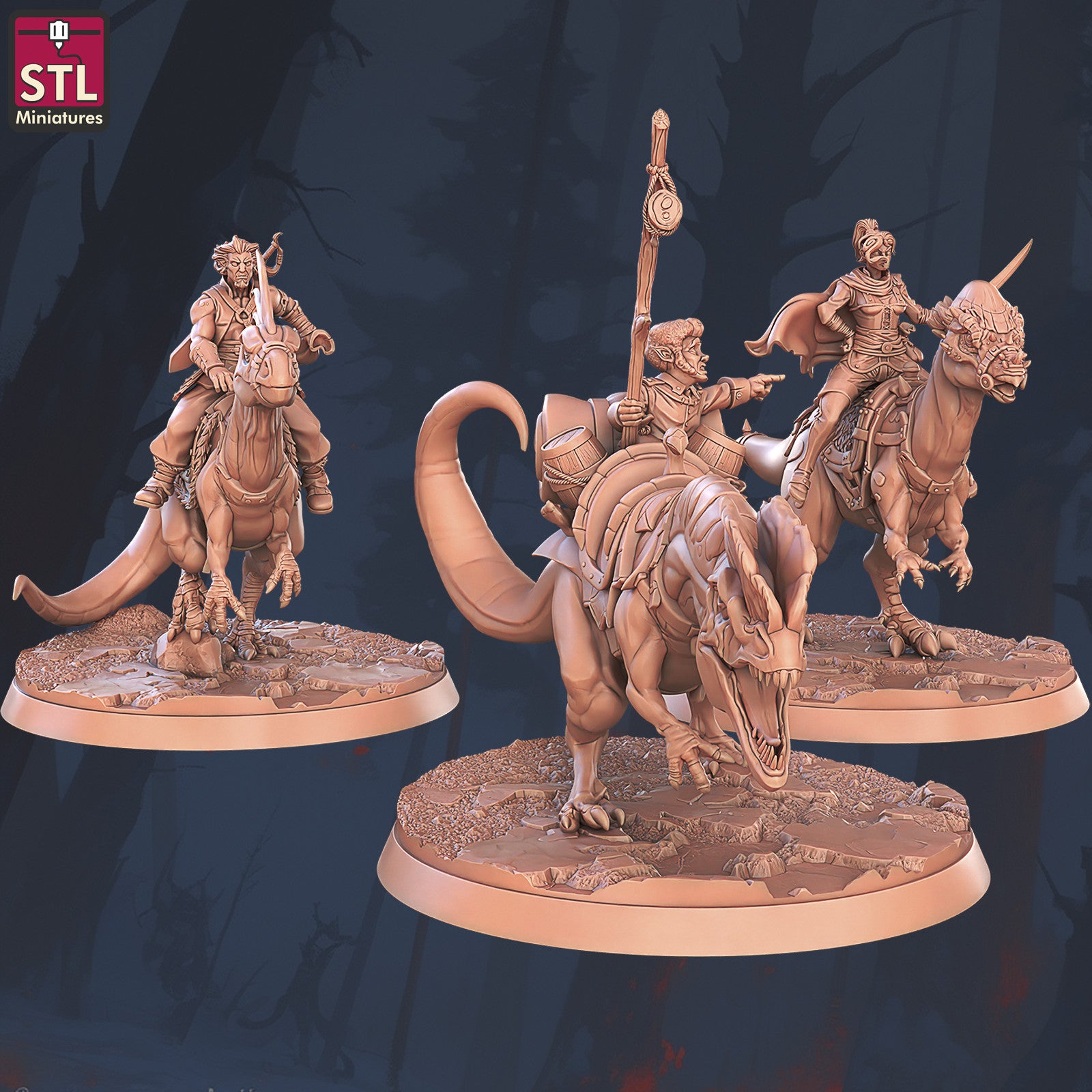 Mounted Raider 28mm resin miniature set