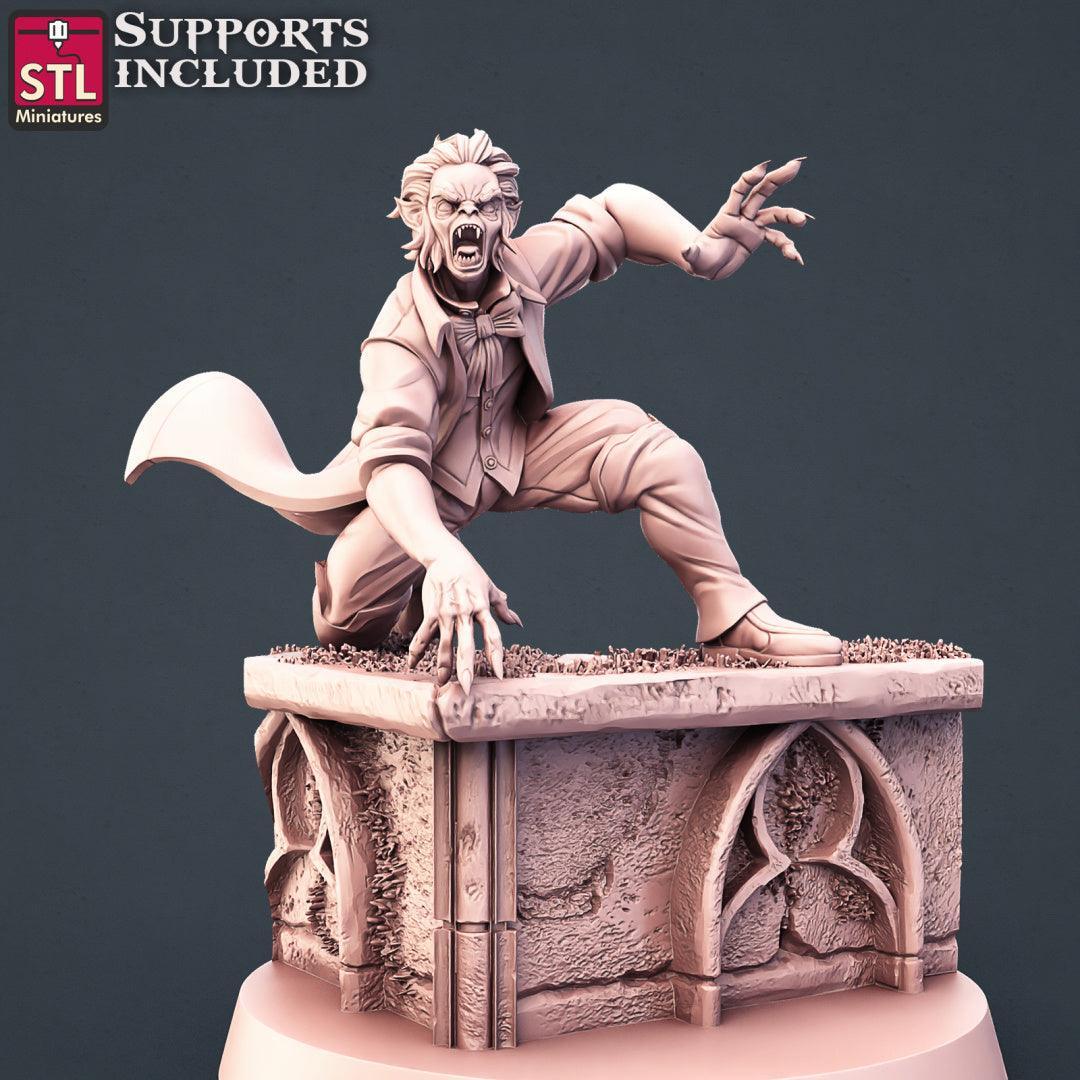 Vampire coffin and henchmen miniatures