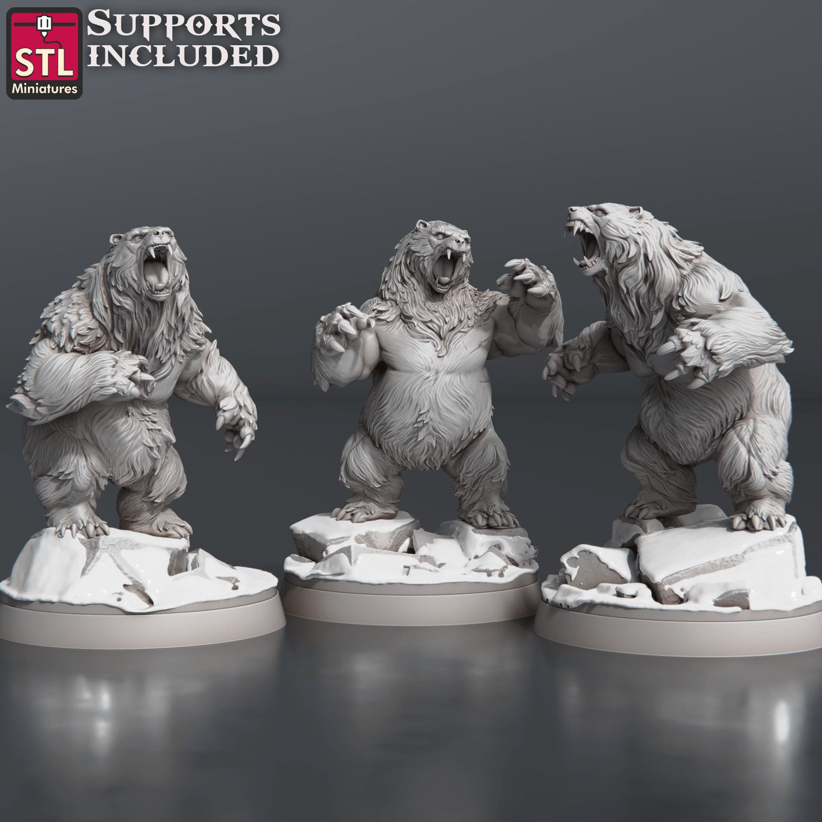 Bears Set 3D printed 28mm miniatures