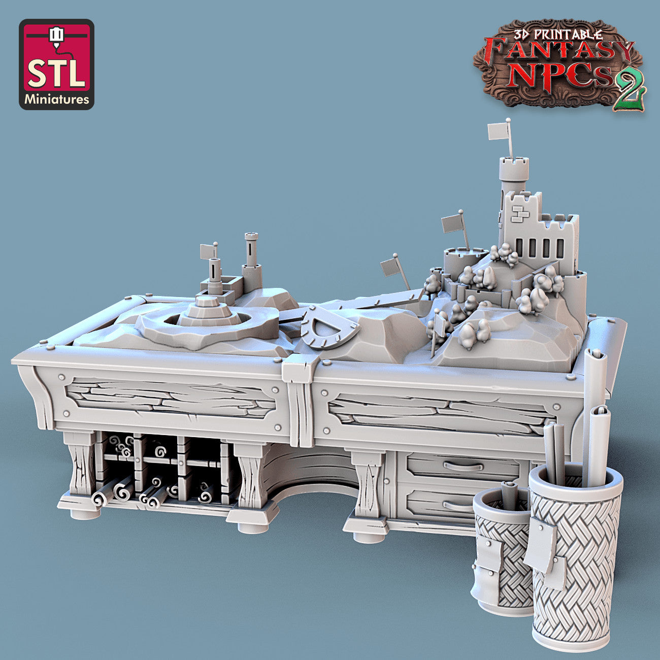 Cartographer easel and library 28mm scenery