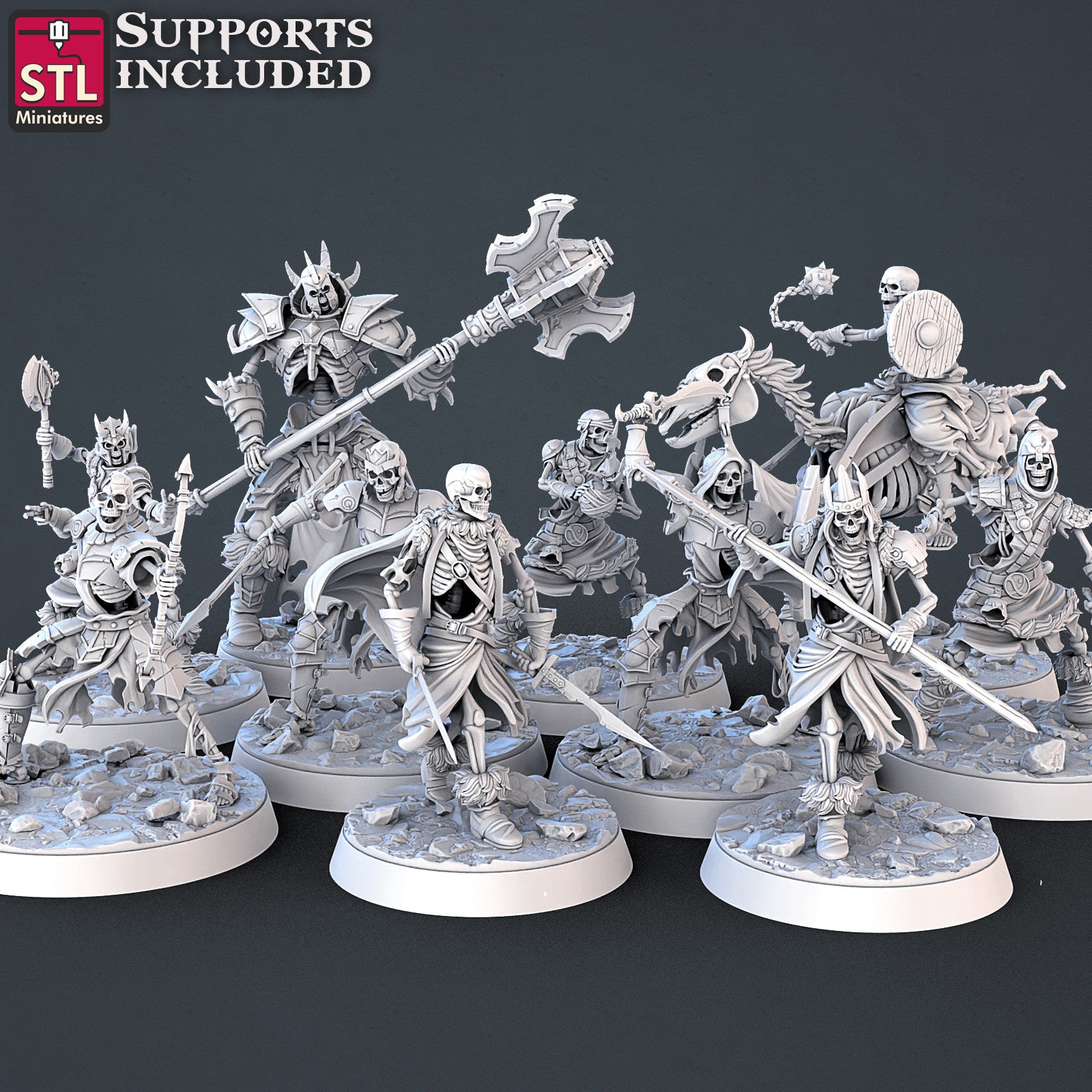 Skeletons Set 3D printed 28mm miniatures