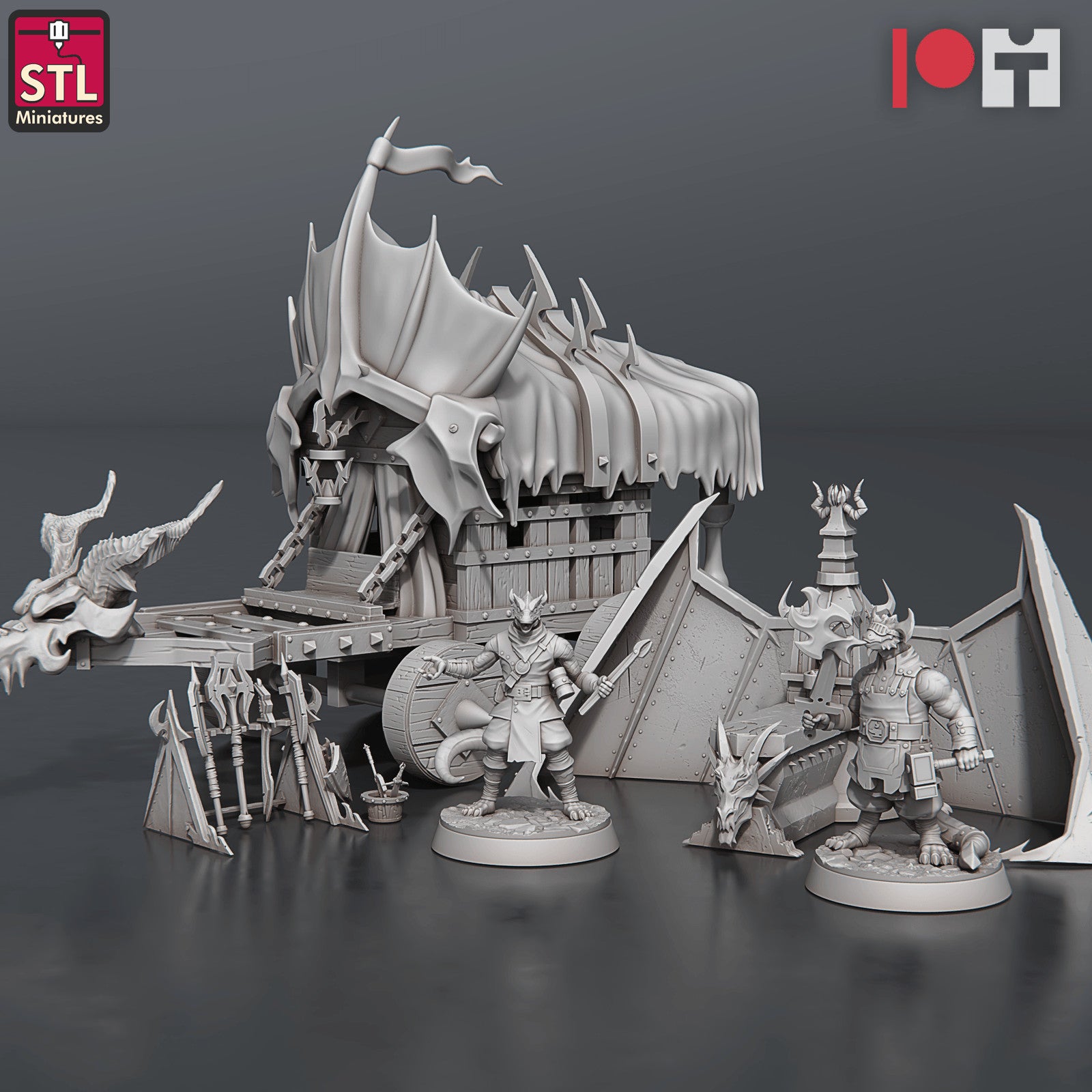 Dragonborn Blacksmith Set 3D printed 28mm miniature terrain