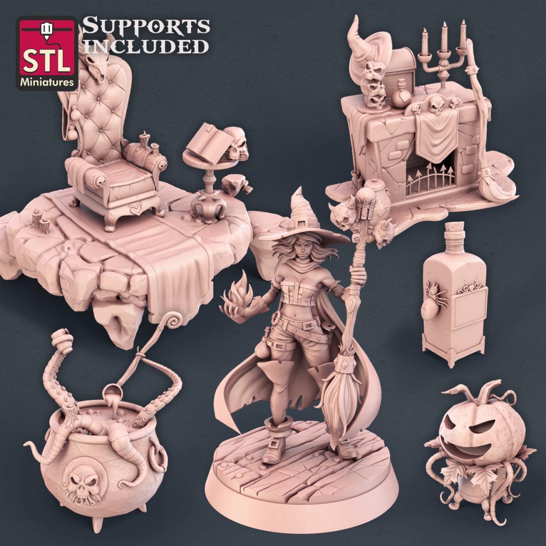 Witch Set 3D printed 28mm miniature terrain