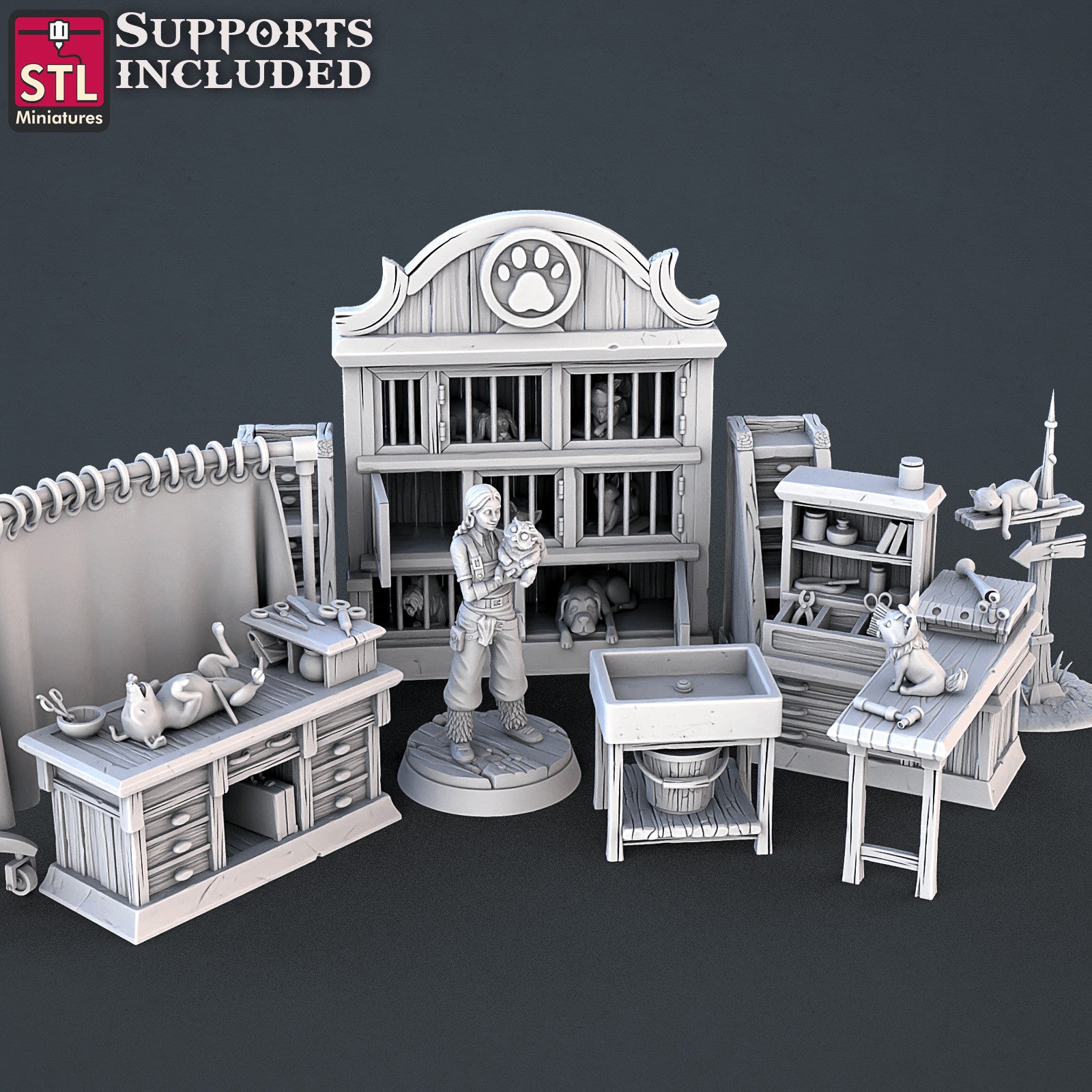 Veterinarian Set 3D printed 28mm miniature terrain