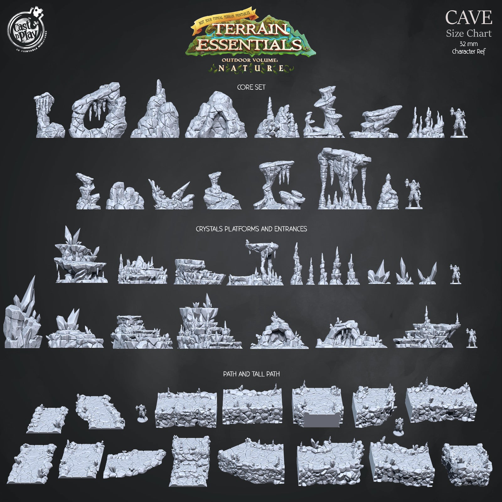 Cave Crystals, Platforms and Entrances Set
