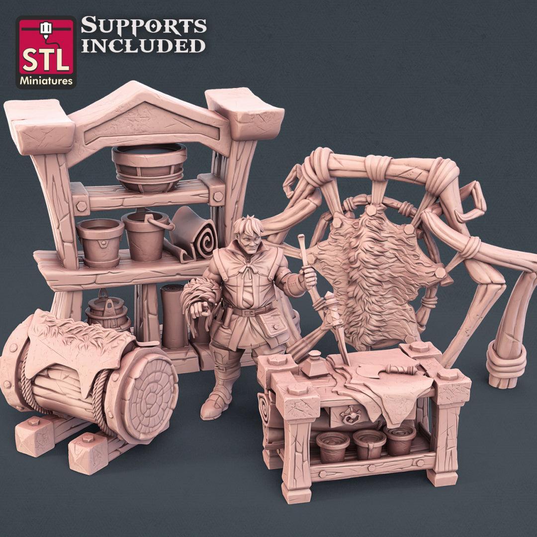 Leather Worker Set 3D printed 28mm miniature terrain