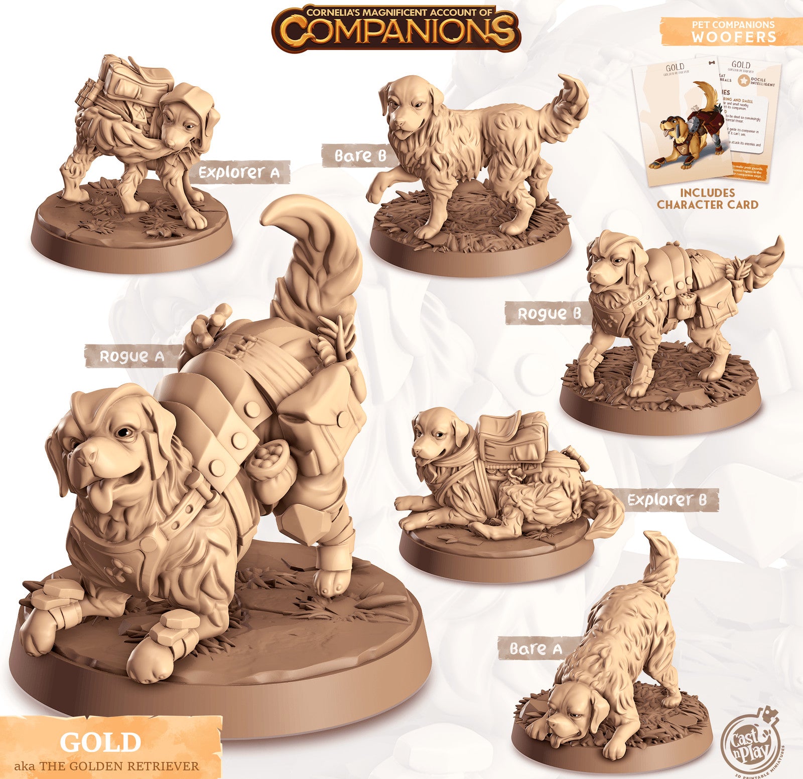 Gold Golden Retriever Companion miniature