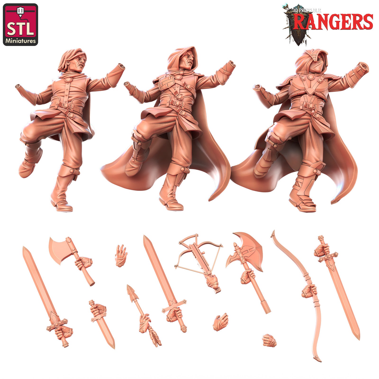 Human Male Ranger A 28mm resin miniature, unpainted
